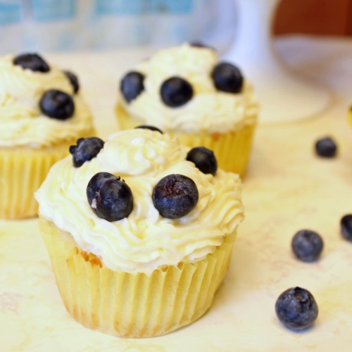 Summer Lemon Blueberry Cupcakes with Lemon Cream Cheese Frosting 16-082413